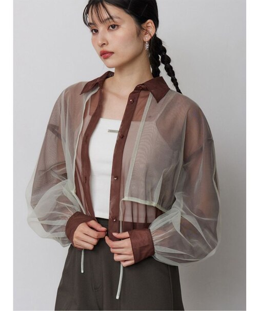 チュールレイヤードシャツ