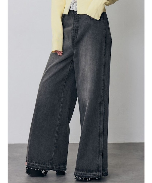 サイドZIPスリットワイドデニム【セットアップ着用可】