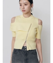 ショルダーカットZIPハーフニット
