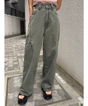 パッチポケットバレルレッグパンツ
