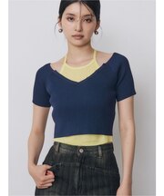 レイヤードライクVネックニット