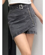 アシメタックデニムミニスカート