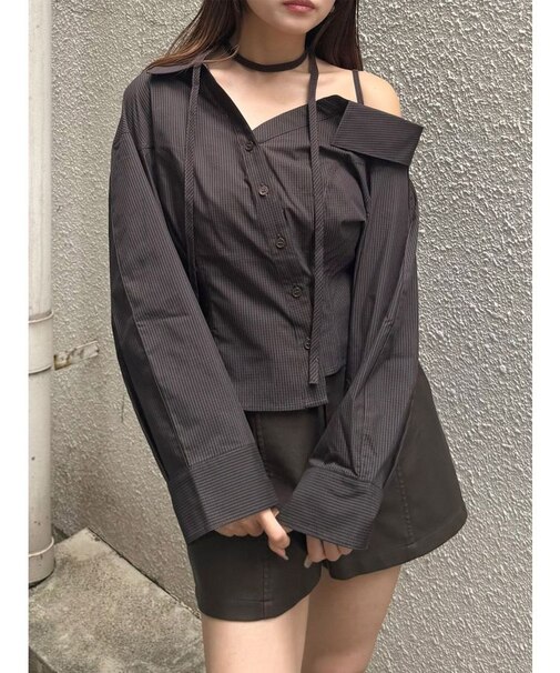 マルチウェイオフショルストリングシャツ
