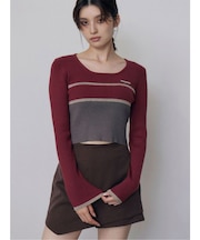 バイカラークロップドニット