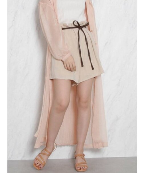 レザーライクリボンショートパンツ