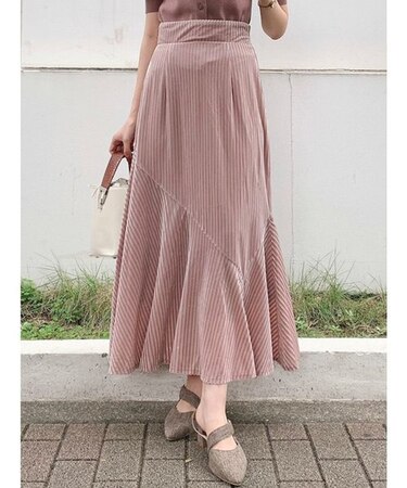 ストライプベロア切り替えスカート