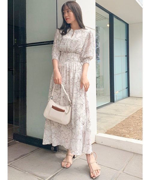 プリーツスリーブ5分袖ワンピース｜ダズリンの通販｜&mall（アンド