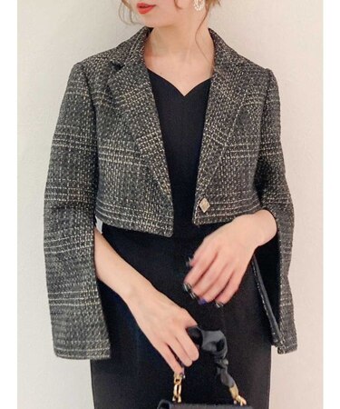 ジップスリーブツイードジャケット