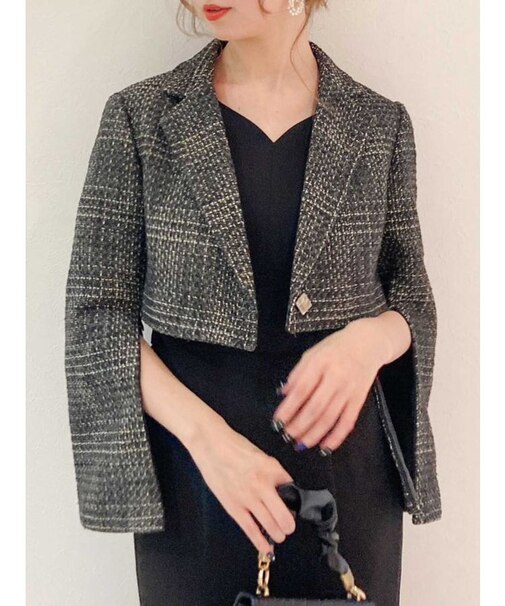 ジップスリーブツイードジャケット