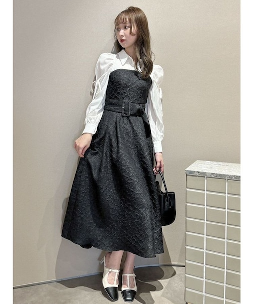 ブラウスレイヤードジャガードワンピース｜ダズリンの通販｜&mall  