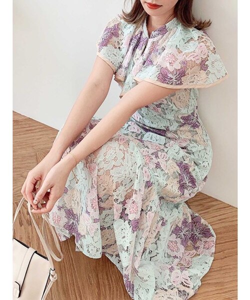 レオナール　花柄　カラフル　ワンピース　ドレス　トロピカル Chesty】カラフル花柄ワンピース - レンタルドレスのdressy