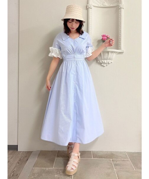 【WEB限定カラーあり】ストライプスリーブシャツワンピース