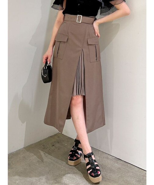 ポケットプリーツレイヤードスカート
