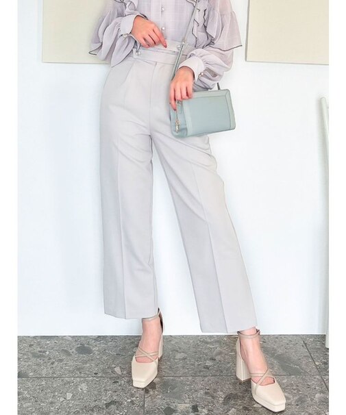 ダイアゴナルボタンストレートパンツ