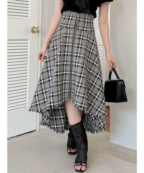 ZIPフリンジコルセットフレアスカート