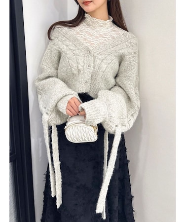 ケーブルショートカーディガン