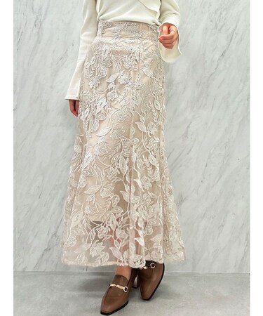 リーフフラワーレーススカート