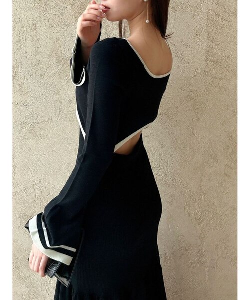 カーデレイヤーバックオープンニットワンピース｜ダズリンの通販