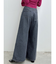 ダブルハイウエストワイドデニムパンツ