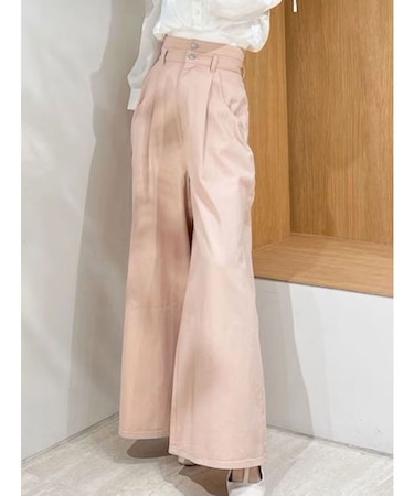 ダブルハイウエストワイドデニムパンツ