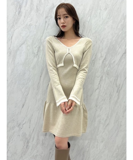 カーデレイヤーバックオープンミニワンピース