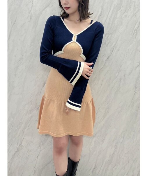 カーデレイヤーバックオープンミニワンピース