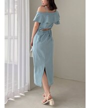アシメラッフルラインワンピース
