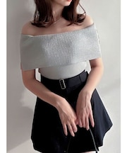 クロップドオフショルニットプルオーバー