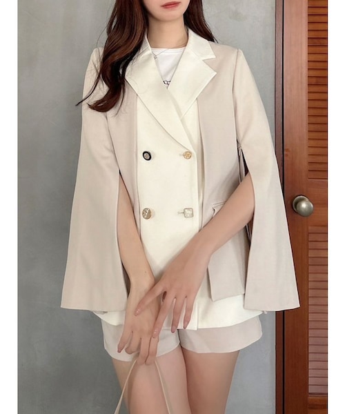 SETUP】ダブルボタンケープテーラードジャケット※セットアップ対応