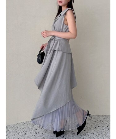 【新色・サイズ追加】アシメプリーツトレンチワンピース