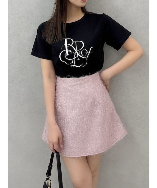 レースアップラメシャギーミニスカート