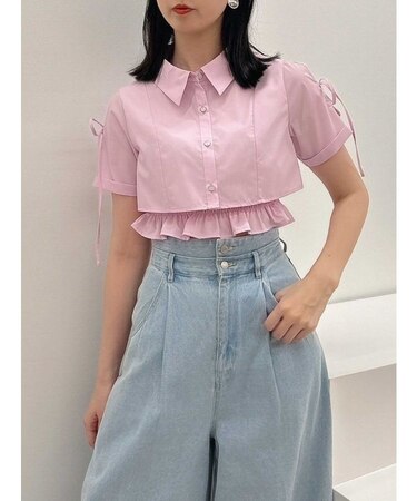 リボンスリーブショートシャツ