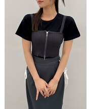 ダブルジップリブニットビスチェ
