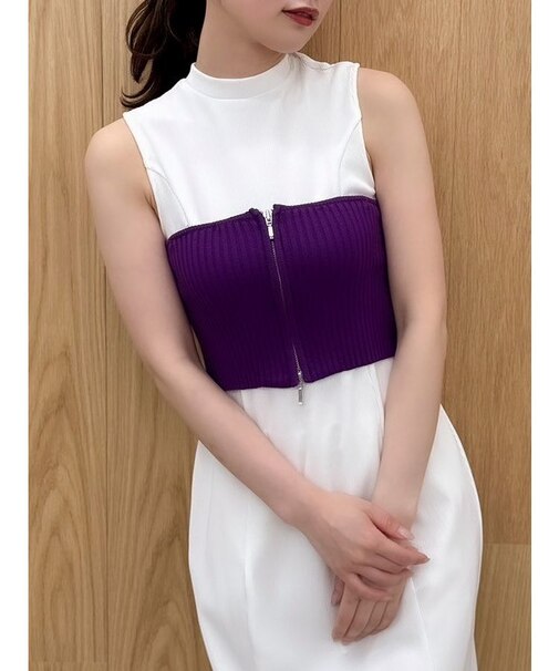 ダブルジップリブニットビスチェ