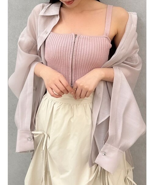 ダブルジップリブニットビスチェ