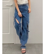 スリットリボンデニムパンツ