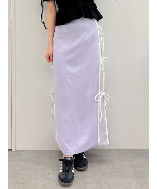 サイドレースリボントラックスカート
