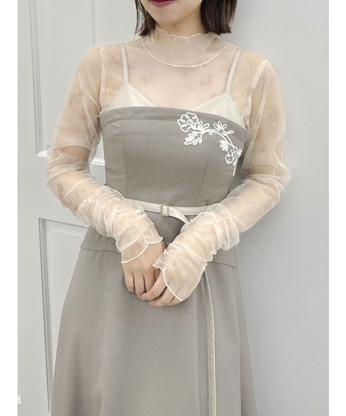 レイヤードレンブロイダリーフラワーアートワンピース