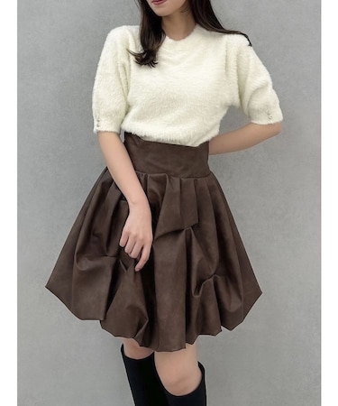 2wayシャギーハーフスリーブトップス