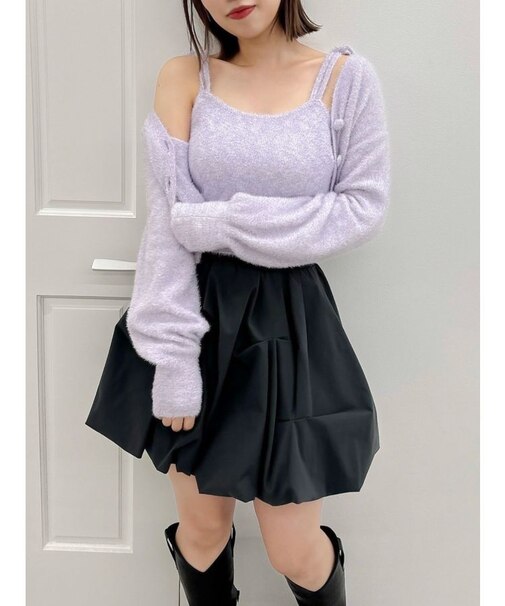 ミニシャギーラメニットキャミ