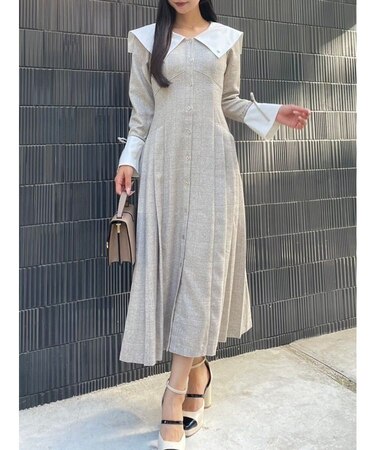 【POLO BCS コラボ】ビッグカラーサイドプリーツワンピース