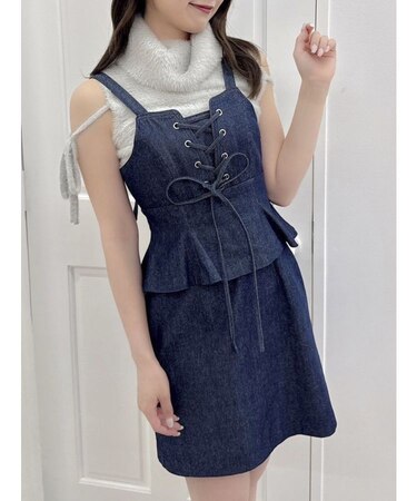 レースアップビスチェミニワンピース