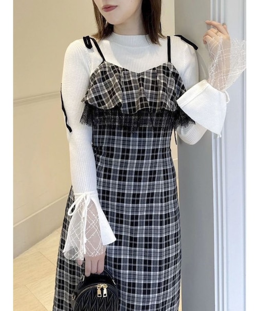 レースヘムキャミワンピース