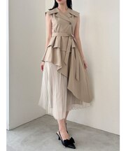【再生産】アシメプリーツトレンチワンピース