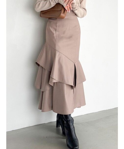 バックレースアップアシメマーメイドスカート