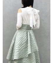 バックリボンティアードコンビワンピース