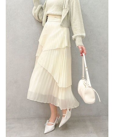 ランダムシアープリーツティアードスカート