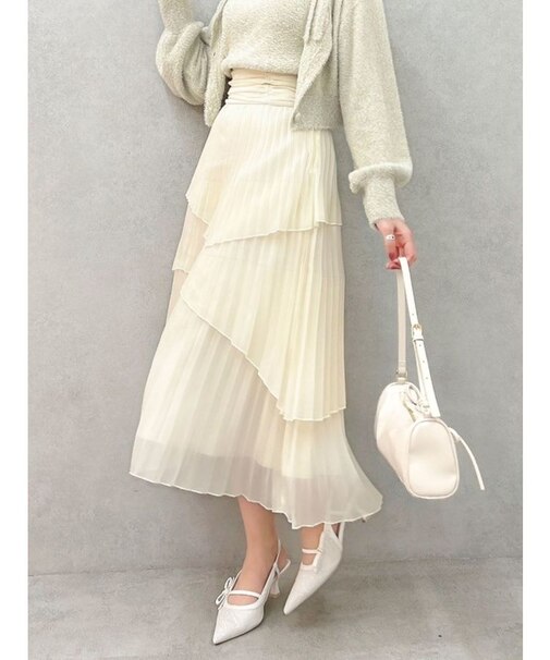 ランダムシアープリーツティアードスカート