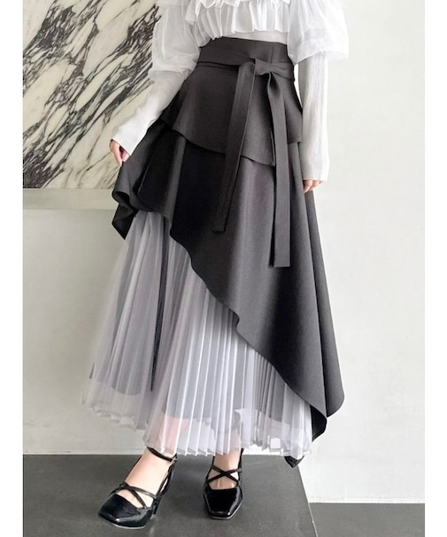 【再生産】アシメティアードプリーツスカート