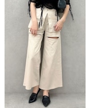 レイヤードワイドデニムパンツ